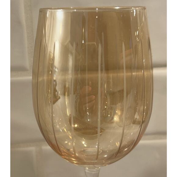 Mikasa Set Of 4 Cheers Orange Stemmed Crystal Wine Glasses Etched Patterns - Picture 9 of 15